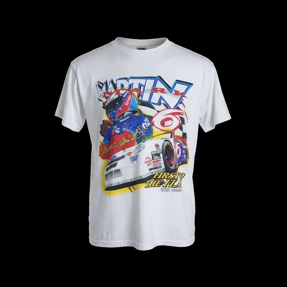 1990s Mark Martin #6 Valvoline T Shirt...FIRST TO THE FLAG.